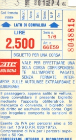 Biglietto corriera Area extraurbana di Bologna